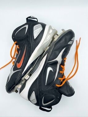 Nike Air 5-Tool Metal Baseball Cleats Black Orange Silver Men’s 12.5 Vintage